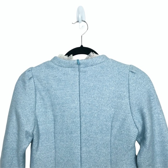 SSXR Blue Frill Neck Wool Blend Structured Mini Dress - Picture 5 of 11